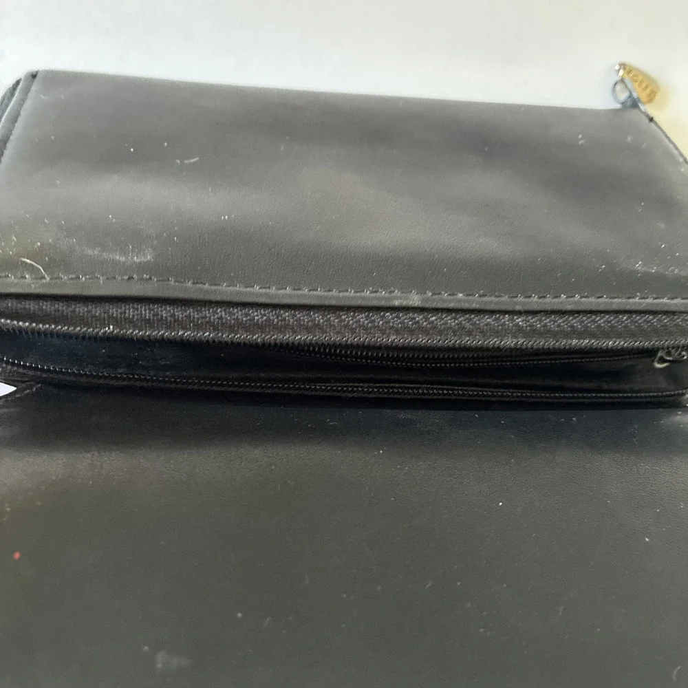 Rolfs Cowhide Black Leather Wallet Clutch Organizer Vintage Change Zipper